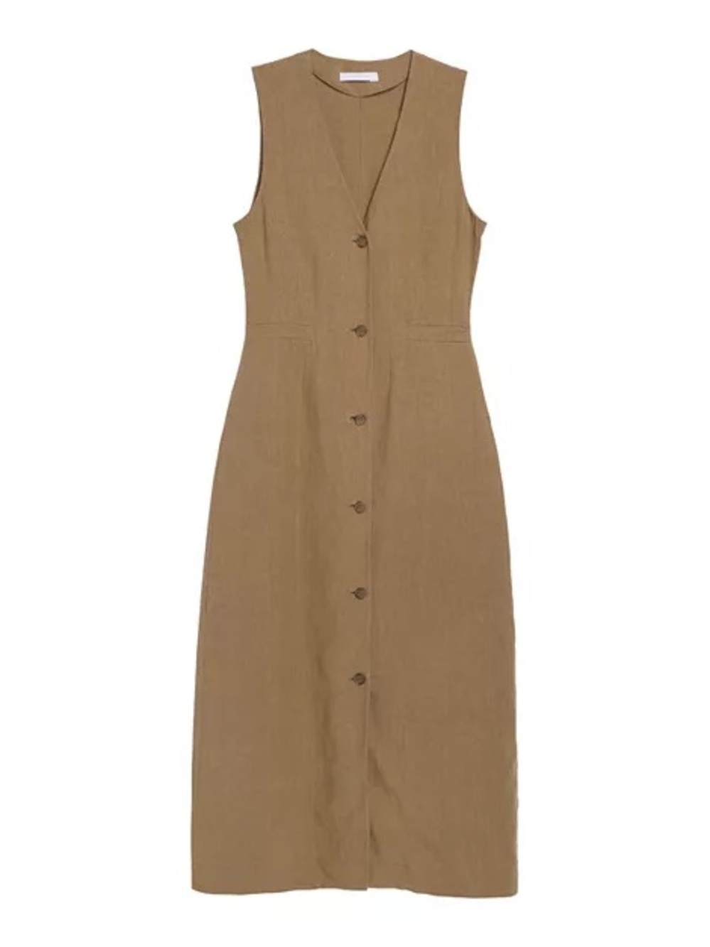 Jenni Kayne Sleeveless Button-Front Linen Blend Midi Dress - Tan - XXL